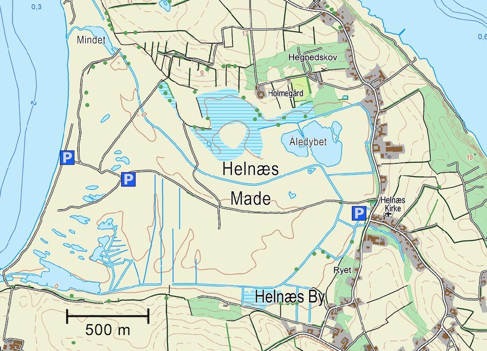 Kort over Helnæs Made (indeholder data fra Geodatastyrelsen, Matrikelkortet, WMS-tjeneste)